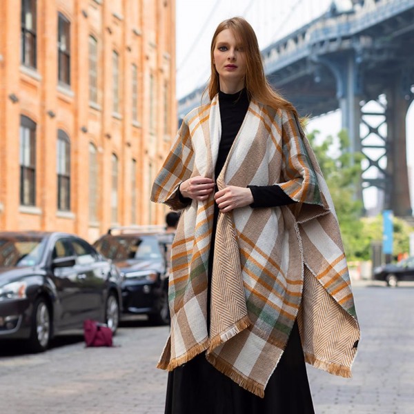 Do Everything In Love Reversible Plaid Kimono with Frayed Hem 

- One Size Fits Most 0-14
- 100% Polyester