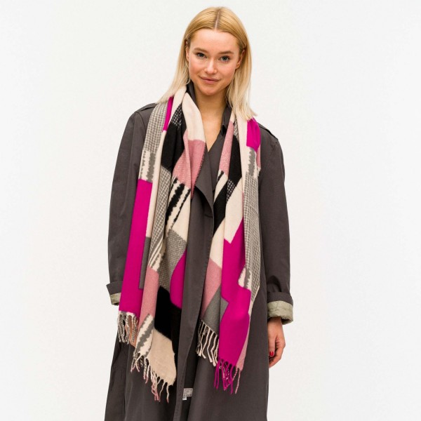 Printed Cashmere Blend Scarf with Fringe Tassels

- 20% Cashmere / 80% Polyester
- Approximately 30" W x 82" L
