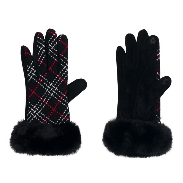 Plaid Touch Screen Gloves With Fur

- Touchscreen Compatible
- One Size Fits Most
- 100% Polyester