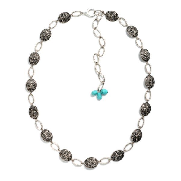 Wholesale long Silver Western Necklace Steer Head Pendants Turquoise