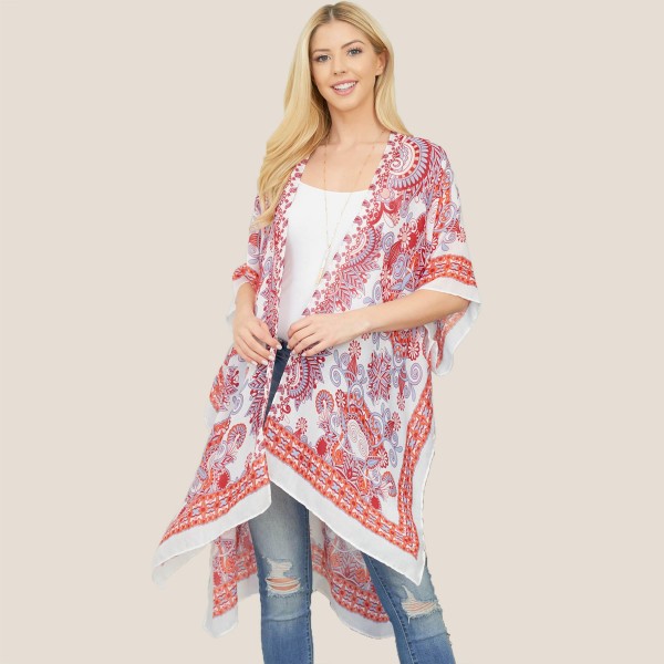 Women's Lightweight Damask Print Kimono

- One size fits most 0-14
- 100% Polyester