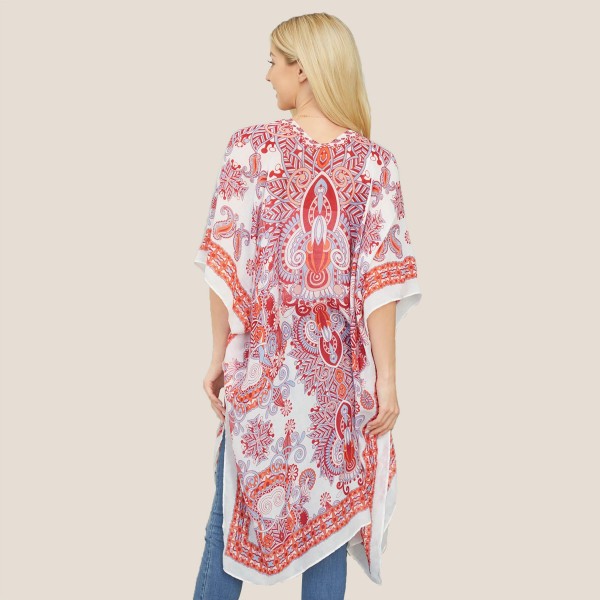 Women's Lightweight Damask Print Kimono

- One size fits most 0-14
- 100% Polyester