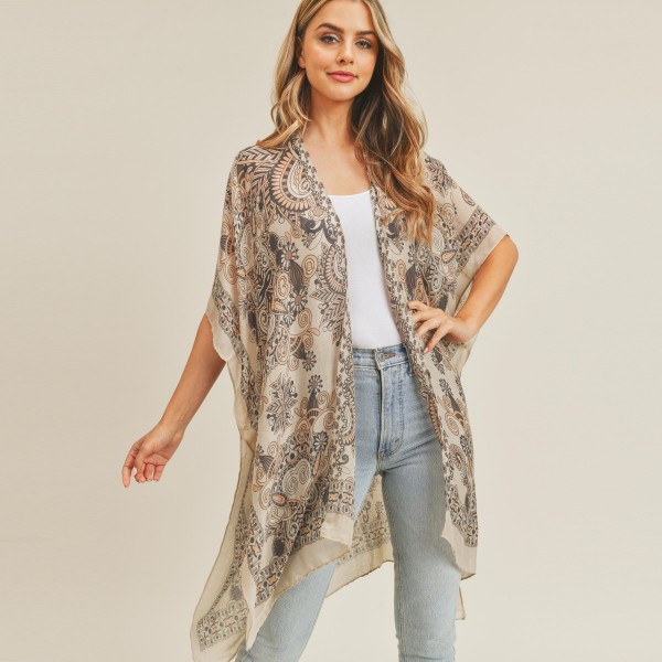 Wholesale women s Lightweight Damask Print Kimono One fits most Polyester