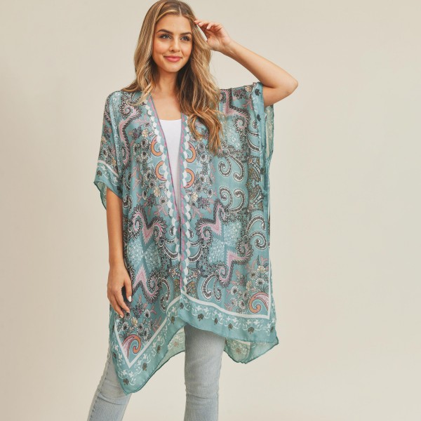 Wholesale lightweight Paisley Floral Kimono One fits most Polyester