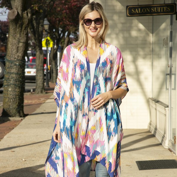 Lightweight Abstract Diamond Pattern Kimono

- Approximately 37" Length
- One Size Fits Most (0-14)
- 100% Viscose