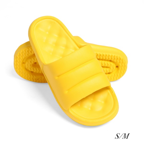 Unisex EVA Super Soft Thick Sole Slide Sandals 

- Non-slip And Quick Dry
- Size S/M fits US Women's 7-8 and Men's 6-7
- Size M/L fits US Women's 9-10 and Men's 8-9
- 100% EVA