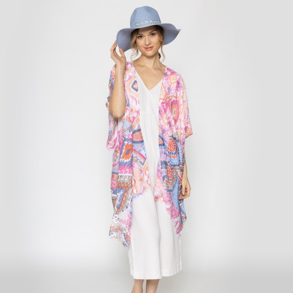 Wholesale lightweight Floral Tiles Kimono One fits most Polyester
