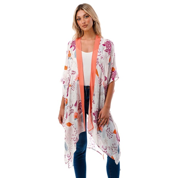 Wholesale lightweight Spring Blooms Kimono One Fits Most Viscose