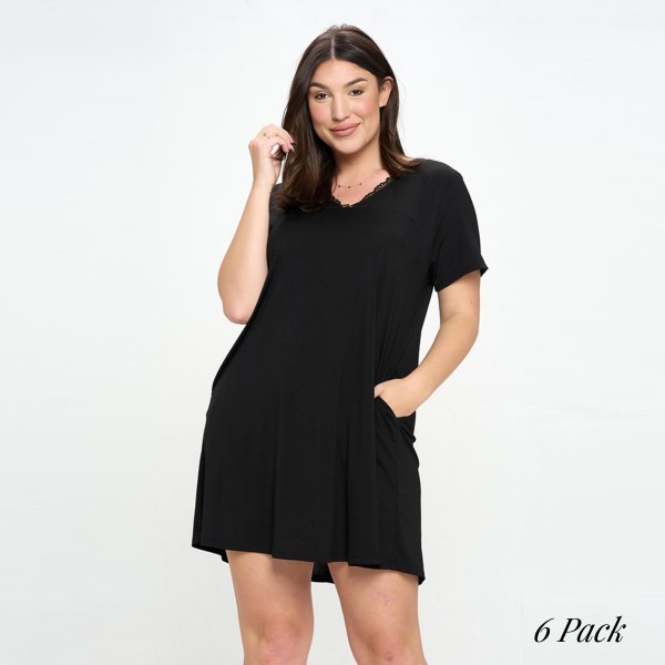 Wholesale lace Neckline Detail T Shirt Dress Gabby Fabric Wrinkle resistant No N