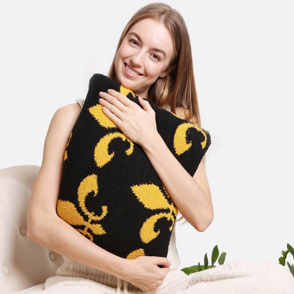 Fleur De Lis Knit ComfyLuxe  Two in One Blanket Pillow. The Softest Throw Blanket Made of the Highest Quality Material. So Soft You Have to Feel Them for Yourself. 
- Approximately 50" W x 60" L
-100% Poly Microfiber
- Extra Plush and Cozy