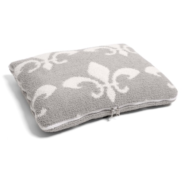 Fleur De Lis Knit ComfyLuxe  Two in One Blanket Pillow. The Softest Throw Blanket Made of the Highest Quality Material. So Soft You Have to Feel Them for Yourself. 

- Approximately 50" W x 60" L
-100% Poly Microfiber
- Extra Plush and Cozy