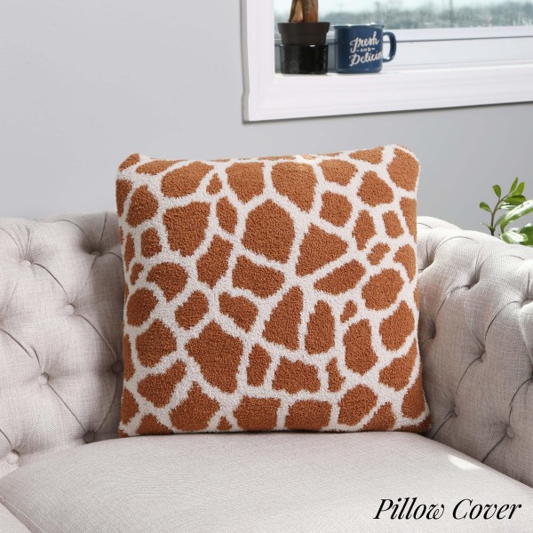 Giraffe Print ComfyLuxe Pillow Cover. The Softest Pillow Cover Made of the Highest Quality Material. So Soft You Have to Feel Them for Yourself. 

- Approximately 18" W x 18" L
- 100% Poly Microfiber 
- Extra Plush and Cozy

*** Pillow Not Included