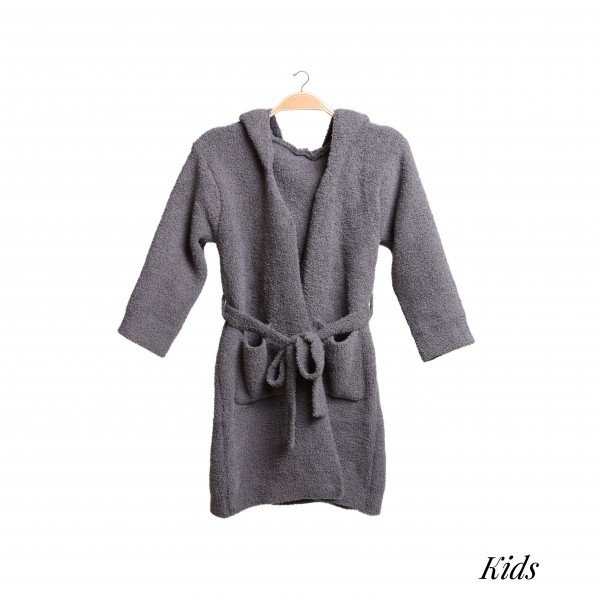 Wholesale comfyLuxe Kids Plush Hooded Robe Tie Belt Pockets Kids Ages Poly Micro