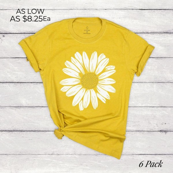 Wholesale daisy Graphic Tee Shirts Per Pack S M L XL Cotton Polyester