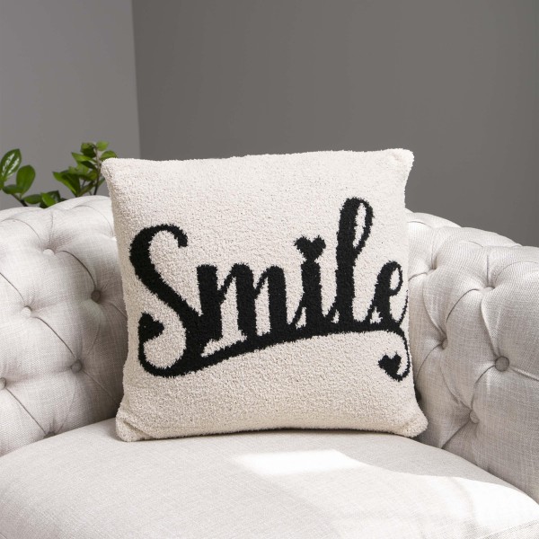 "Smile" Print ComfyLuxe Pillow Cover. The Softest Pillow Cover Made of the Highest Quality Material. So Soft You Have to Feel Them for Yourself. 
- Approximately 18" W x 18" L 
- 100% Poly Microfiber 
- Extra Plush and Cozy
*** Pillow Not Included