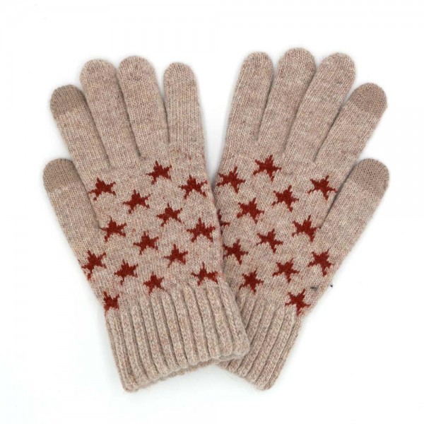 Wholesale star Print Knit Gloves One Fits Most Touchscreen Compatible Acrylic Wo