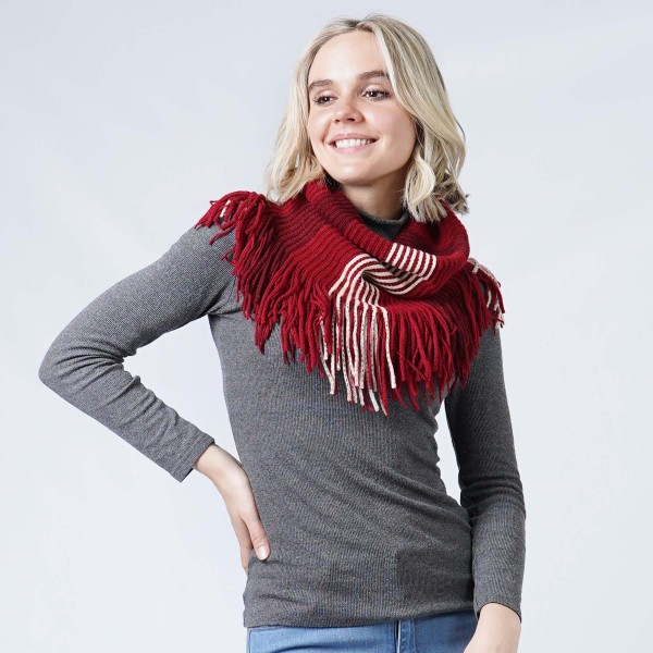 Stripe Knit Tube Scarf With Tassels

- One Size Fits Most (0-14)
- 100% Acrylic