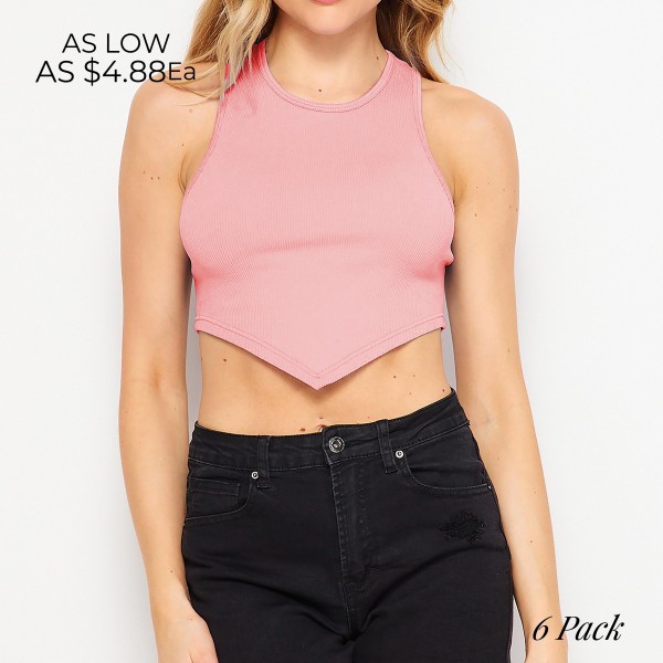 Solid Ribbed Bandana Hem Crop Top (6 Pack)

- Seamless Design
- Slimming Fit
- 92% Nylon / 8% Spandex