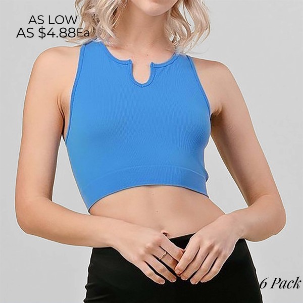 Wholesale ribbed Round Cut Crop Tank Top Pack Seamless Slimming Fit Nylon Spande