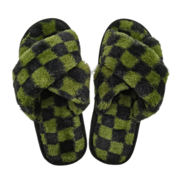 Wholesale checkered Criss Cross Slide Slippers Rubber Sole S M L