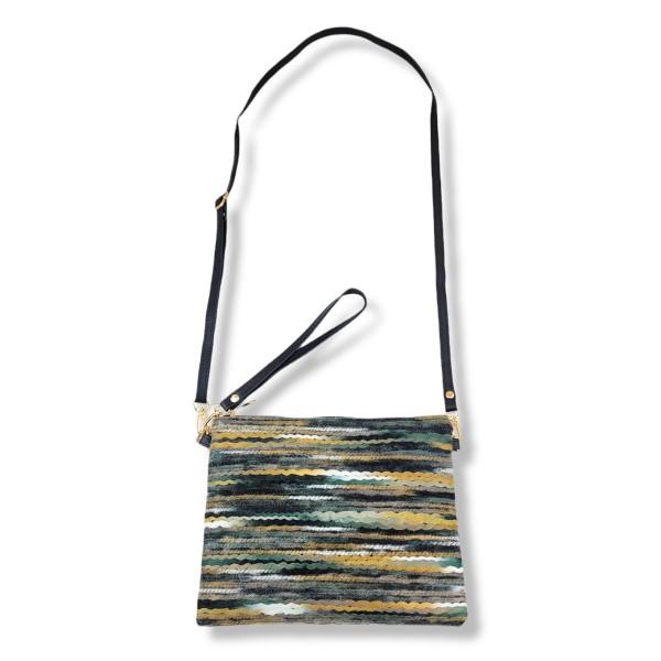 Wholesale crocheted Yarn Cross Body Handbag Detachable Leather Wristlet Adjustab