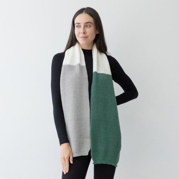 Knit Ribbed Color Block Scarf.

- Approximately 10" W x 66" L
- 100% Acrylic