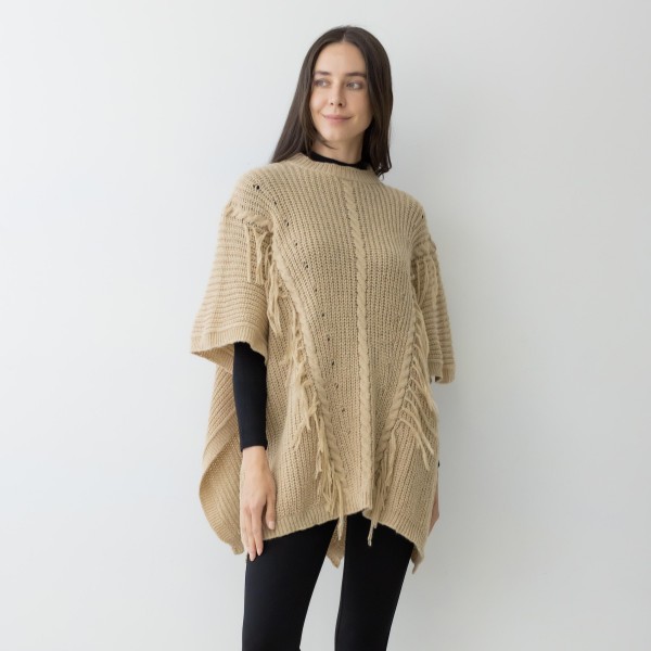 Wholesale woven Poncho Arm Button Detail One Fits Most Polyester