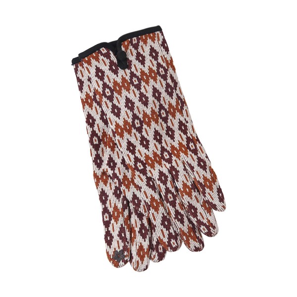 Multi-Tone Diamond Printed Gloves With Side Button Detail 

- One Size Fits Most 
- 100% Polyester 
