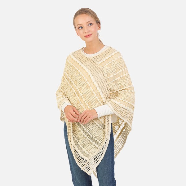 Boho Multi-Textured Poncho

- One Size Fits Most (0-14)
- 100% Polyester