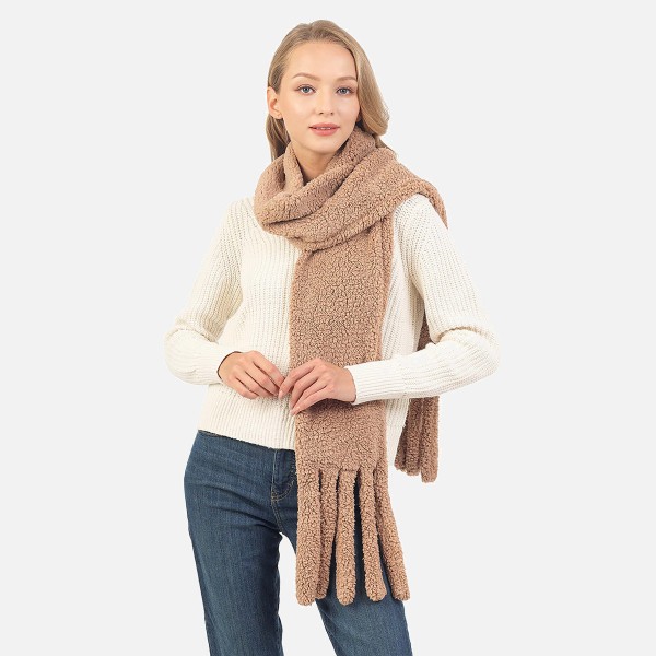 Wholesale fuzzy Long Scarf Hand Pockets L W Including Fringe Detail Fringe Detai