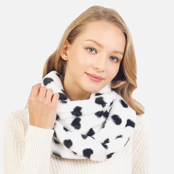 Wholesale faux Fur Heart Print Scarf One Polyester