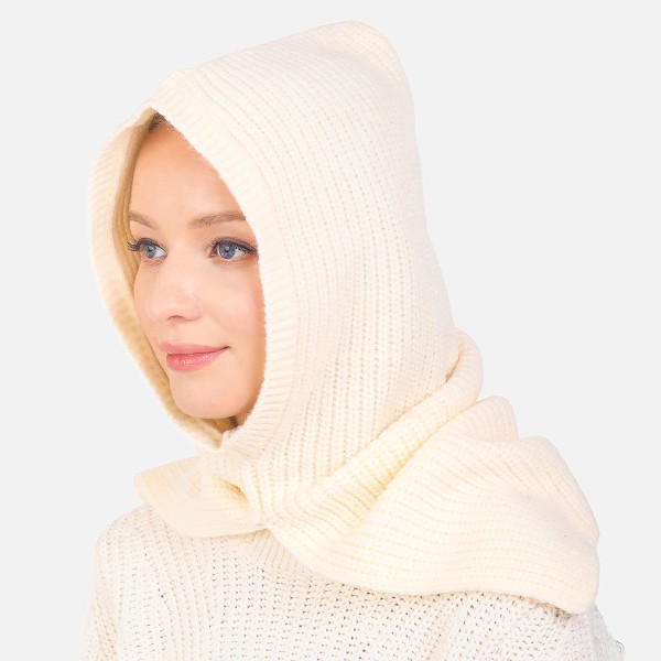 Wholesale solid Knit Scarf Hood One Acrylic Nylon