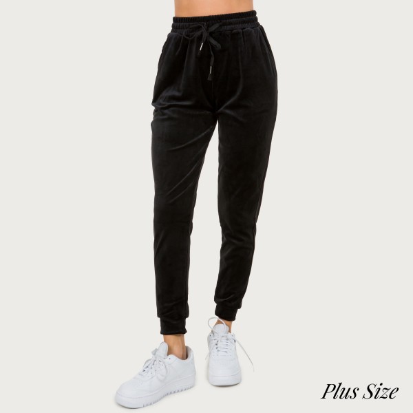 Wholesale plus Velour Jogger Pack Elastic Drawstring Waist Polyester Spandex