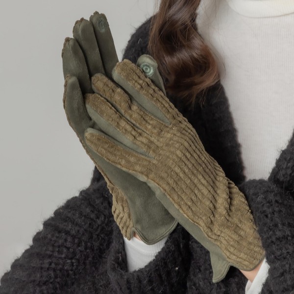 Wholesale corduroy Fitted Gloves One Touchscreen Compatible Polyester