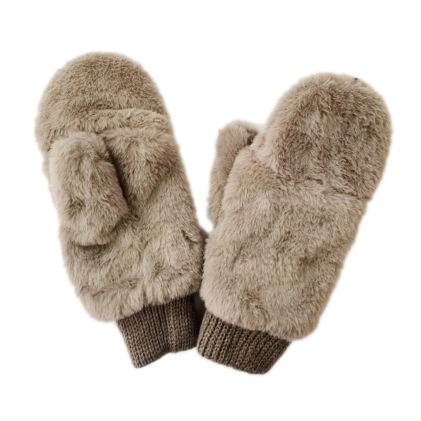 Wholesale do Everything Love Solid Convertible Faux Fur Mittens One Fits Most Po