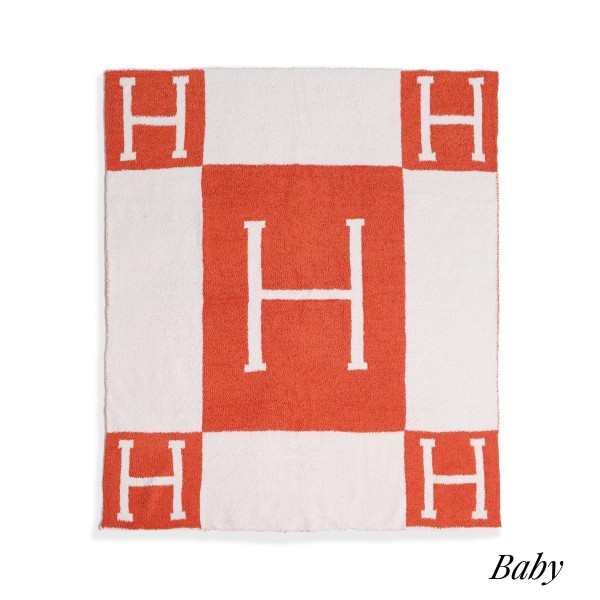 Wholesale super Soft Comfy Luxe H Print Knit Baby Blanket Extra Plush Cozy W L P