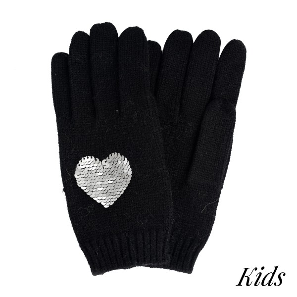 Wholesale kids Knit Gloves Sequin Hearts S Fits Years Viscose Polyester Nylon