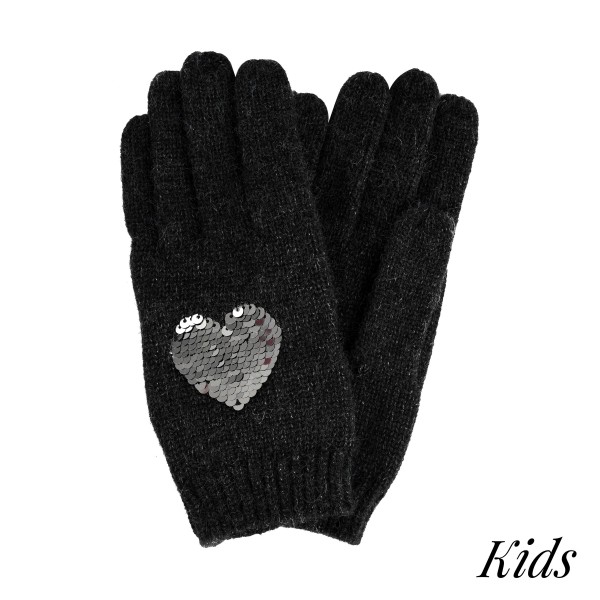 Wholesale kids Knit Gloves Sequin Hearts S Fits Years Viscose Polyester Nylon
