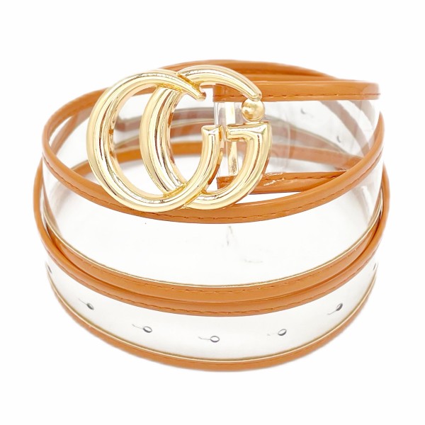 Wholesale clear Belt Leather Hemlines Gold Interlocking Buckle One Fits Most Adj