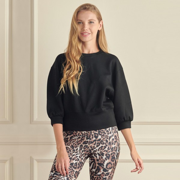 Wholesale women s Solid Cropped Scuba Sweatshirt Pack Simple casual Relaxed silh