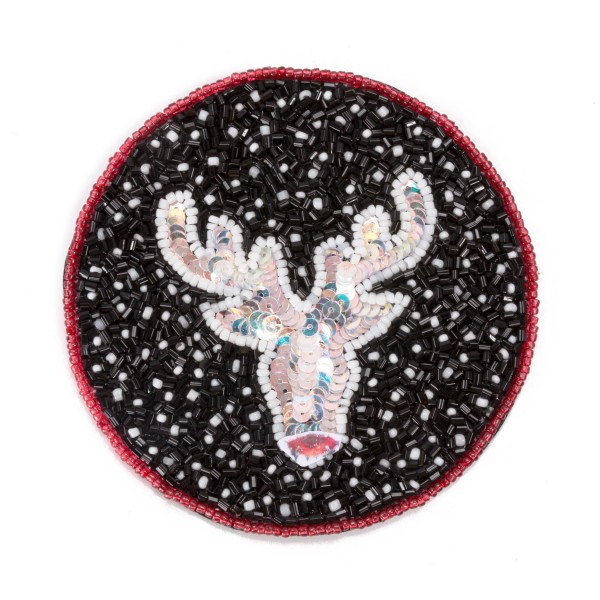 Seed Bead and Sequin Reindeer Coaster

- Approximately 4" Diameter