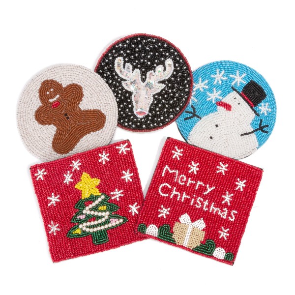 Seed Bead and Sequin Reindeer Coaster

- Approximately 4" Diameter