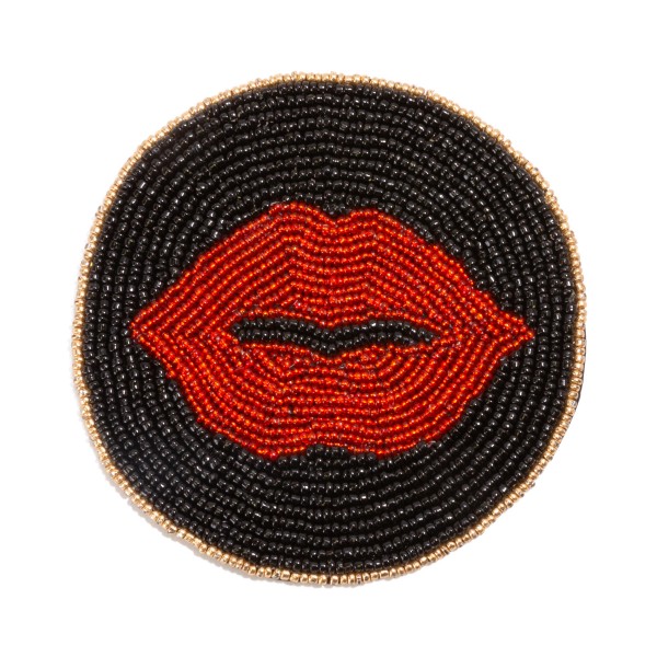 Seed Bead Kiss Coaster

- Approximately 4" Diameter