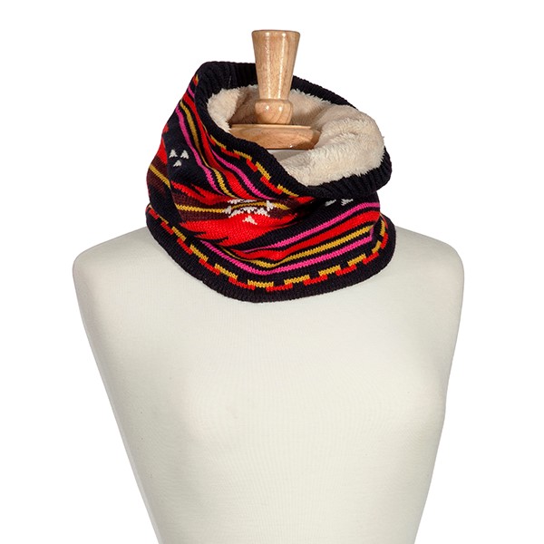 Wholesale multicolored aspen print fleece lined tube scarf Acrylic