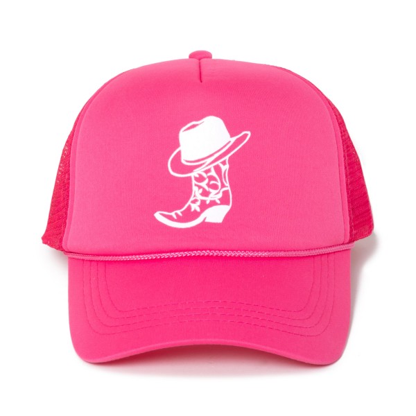 Wholesale cowboy Hat Boot Graphic Trucker Hat One Fits Most Adjustable Snap Band