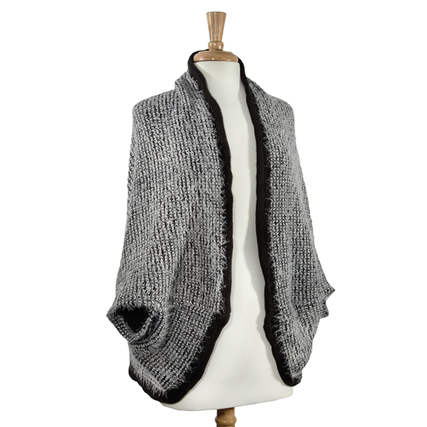 Black eyelash kimono. 100% Acrylic. One size fits most.