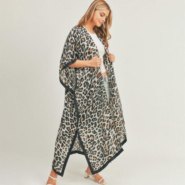 Lightweight Animal Print Kimono Duster.

- One size fits most 0-14
- 100% Polyester
