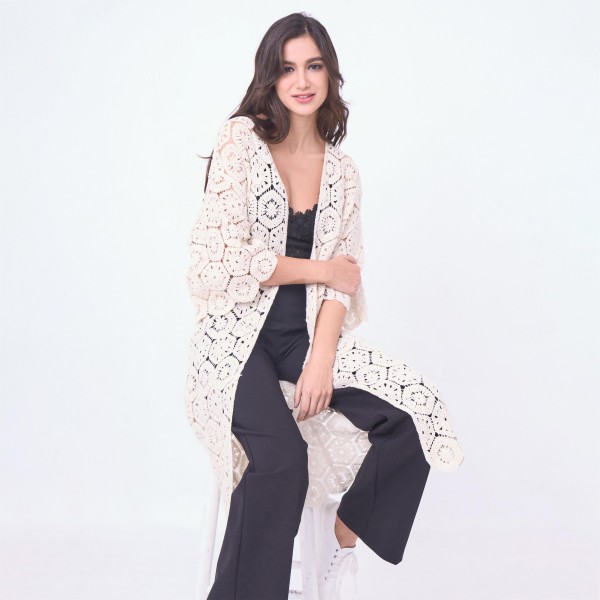 Wholesale do Everything Love Hexagon Crochet Kimono One Fits Most Polyester