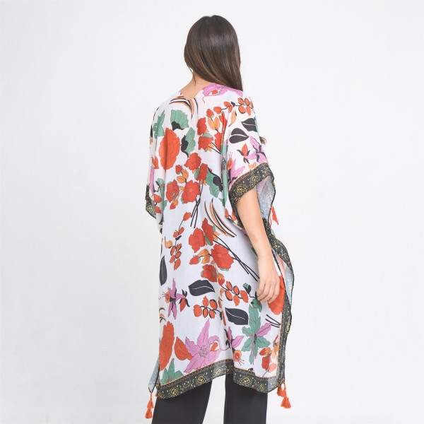 Wholesale do Everything Love Floral Print Kimono Tassels One Fits Most Polyester