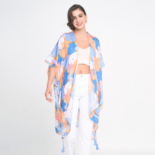 Wholesale do Everything Love Layered Floral Print Kimono One Fits Most Polyester